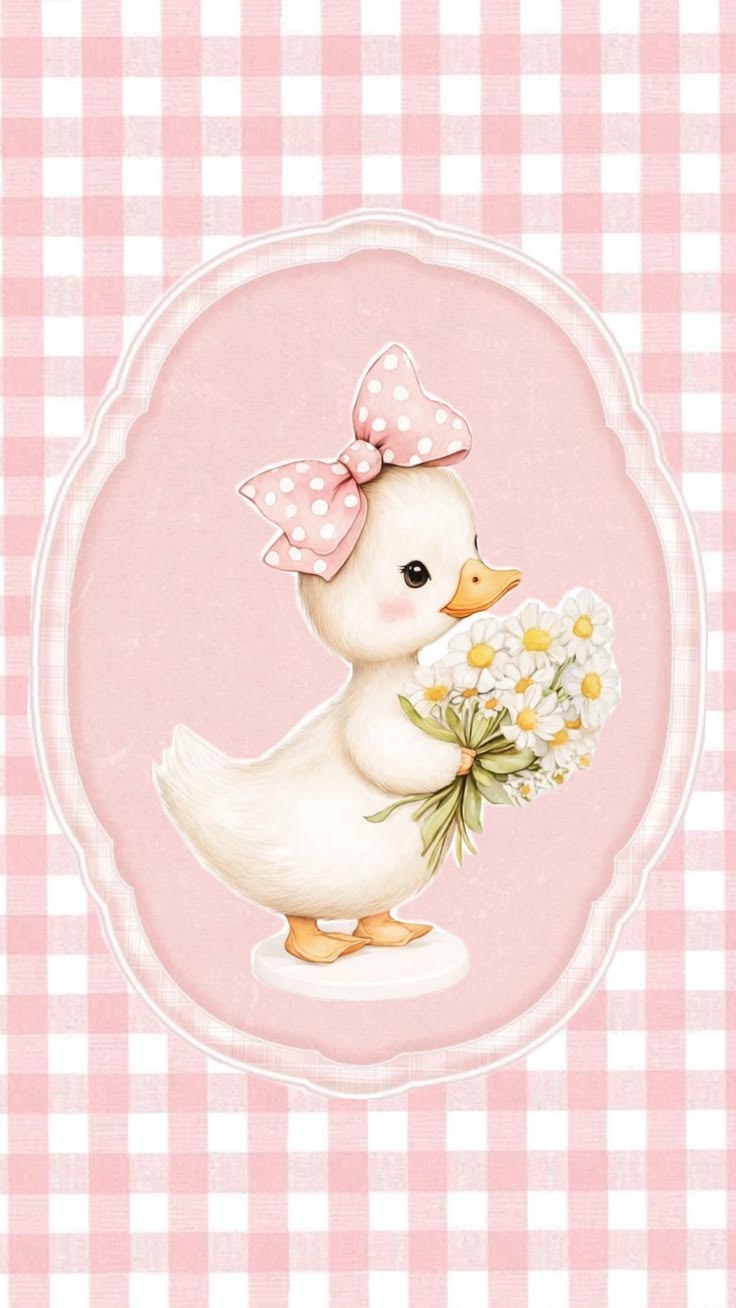 Patinha com laço rosa e um buquê de margaridas